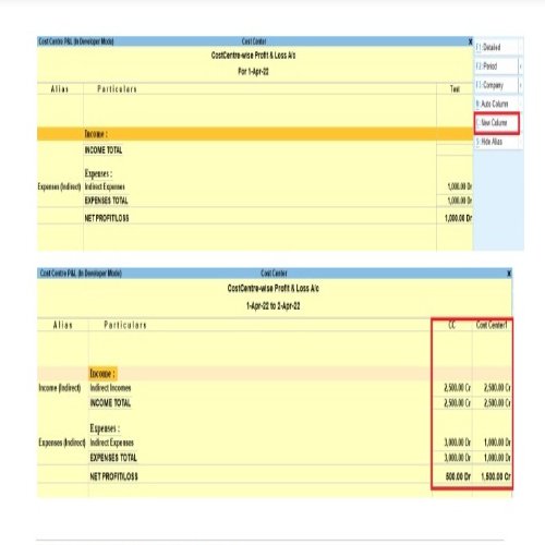 Cost Center and Profit Loss Balancesheet